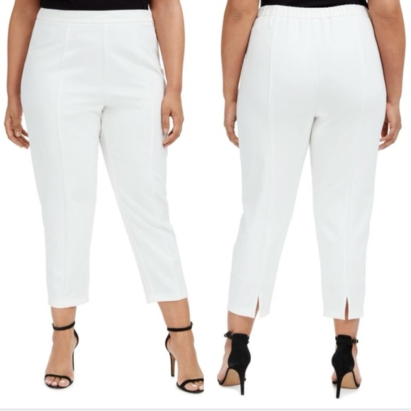 ADRIANNA PAPELL Crepe Slim Pants, Women’s, Ivory Color, Size 18W - Picture 1 of 11